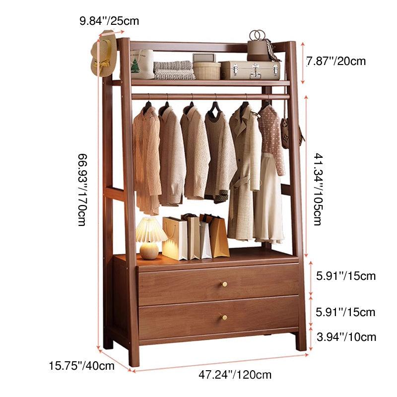 Modern Minimalist Rectangular Trapezoidal Pine Wood Rubberwood Solid Multi-layer Board Hall Tree 1/2 Drawer For Bedroom & Entryways