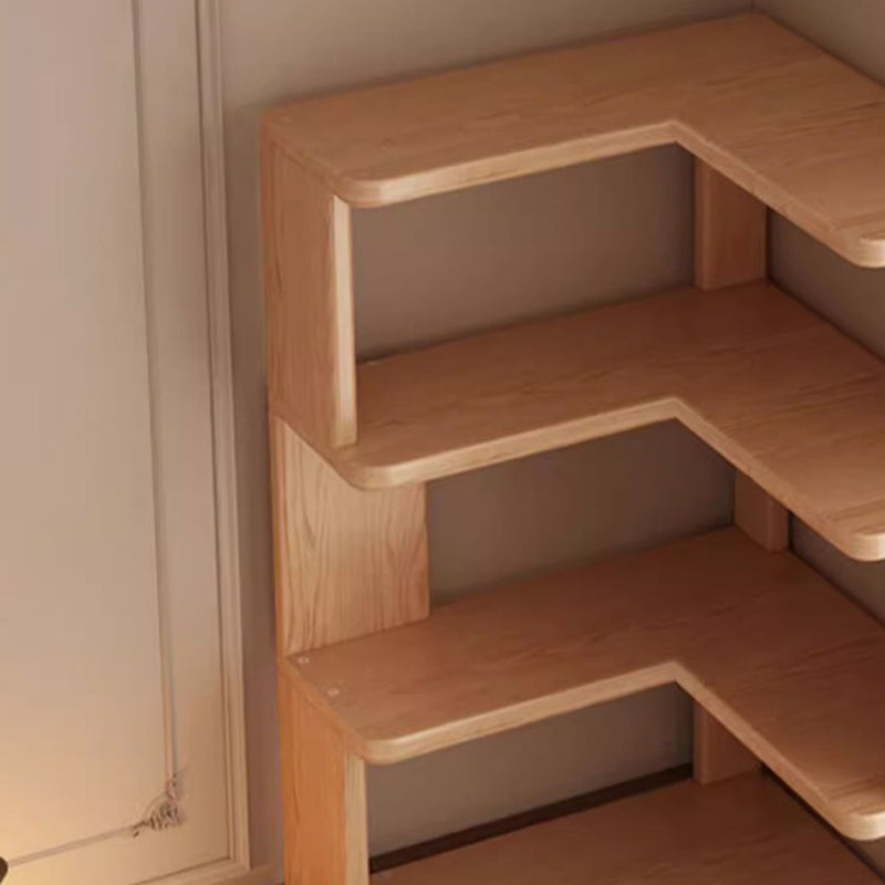 Modern Minimalist Rectangular Rubberwood Eco-Friendly Board Bookshelf Corner Shelf Unit 5/6 Tiers For Home & Office