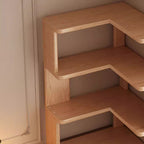 Modern Minimalist Rectangular Rubberwood Eco-Friendly Board Bookshelf Corner Shelf Unit 5/6 Tiers For Home & Office