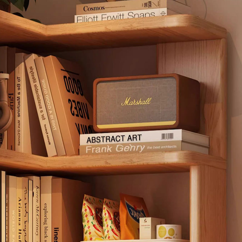 Modern Minimalist Rectangular Rubberwood Eco-Friendly Board Bookshelf Corner Shelf Unit 5/6 Tiers For Home & Office