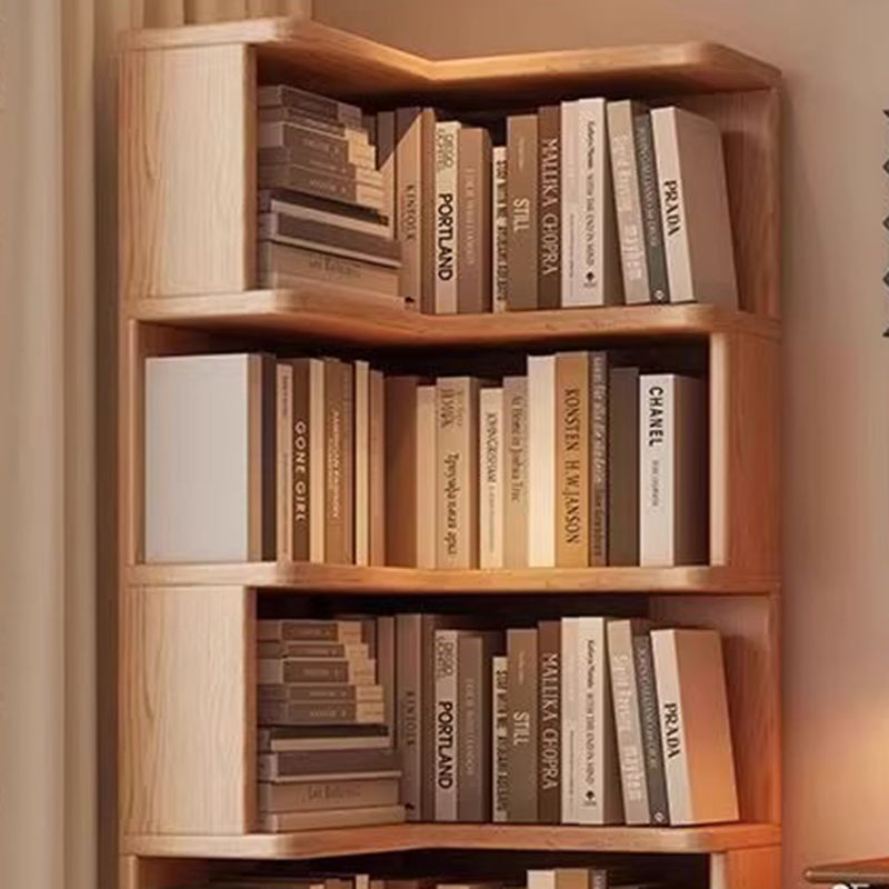 Modern Minimalist Rectangular Rubberwood Eco-Friendly Board Bookshelf Corner Shelf Unit 5/6 Tiers For Home & Office