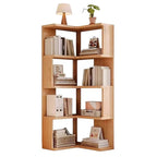 Modern Minimalist Rectangular Rubberwood Eco-Friendly Board Bookshelf Corner Shelf Unit 5/6 Tiers For Home & Office