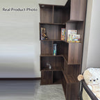 Modern Minimalist Rectangular Rubberwood Eco-Friendly Board Bookshelf Corner Shelf Unit 5/6 Tiers For Home & Office