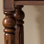 Traditional Vintage Rubberwood Veneered Plywood Metal Rectangle Carved Desk 2-Drawer For Bedroom