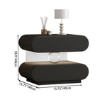 Mesita de Noche Rectangular Ovalada Moderna Minimalista de Madera Maciza con Rascador de Gato de Cuero, Acrílico, Cristal y Sensor de Luz con 2 Cajones para Dormitorio