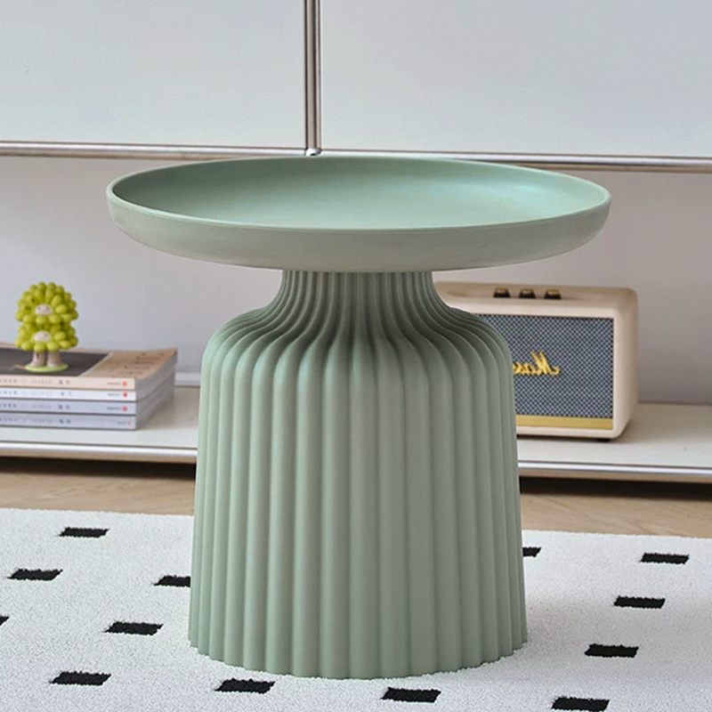 Contemporary Creative PP Round Striped Base Coffee Table For Living Room