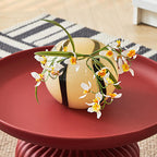 Contemporary Creative PP Round Striped Base Coffee Table For Living Room