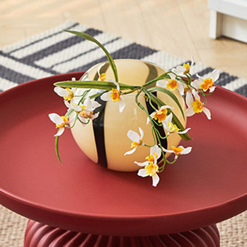 Contemporary Creative PP Round Striped Base Coffee Table For Living Room