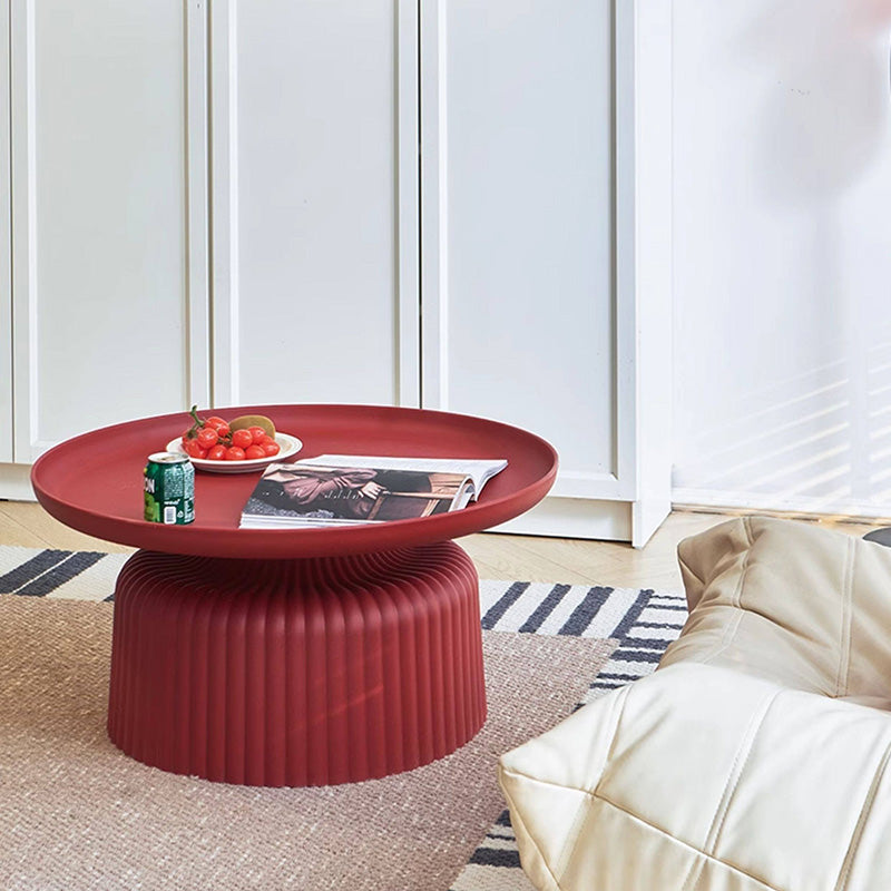 Contemporary Creative PP Round Striped Base Coffee Table For Living Room
