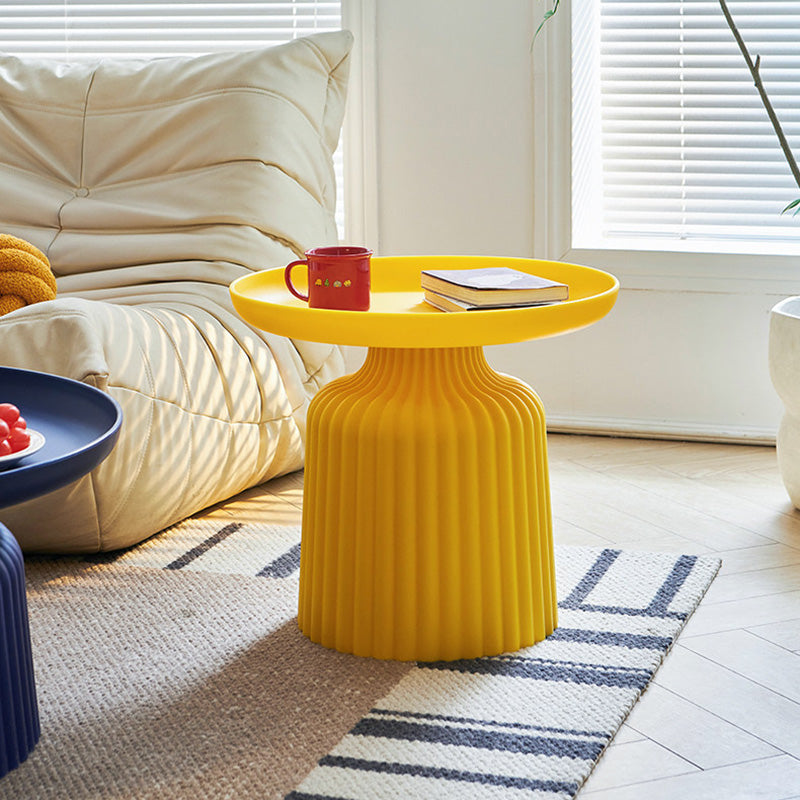 Contemporary Creative PP Round Striped Base Coffee Table For Living Room