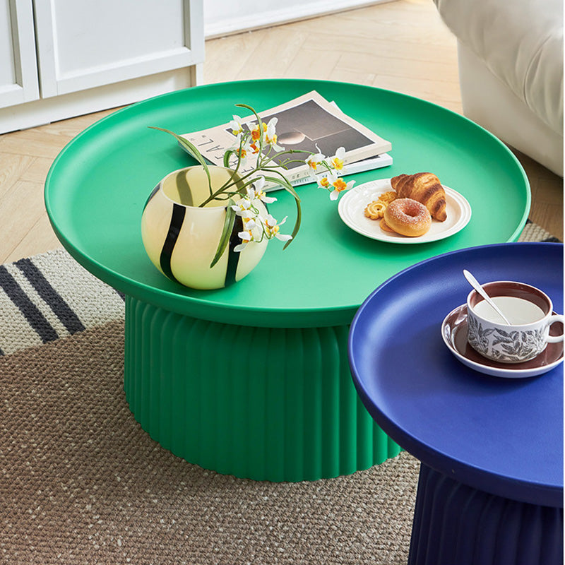 Contemporary Creative PP Round Striped Base Coffee Table For Living Room