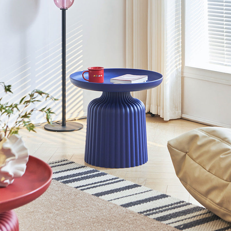 Contemporary Creative PP Round Striped Base Coffee Table For Living Room