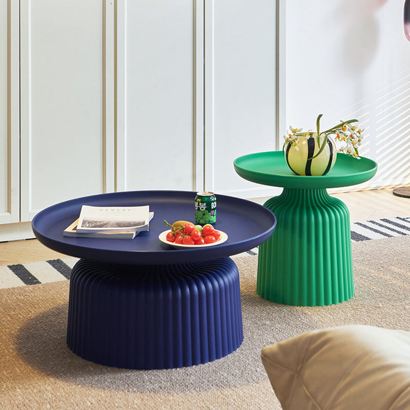 Contemporary Creative PP Round Striped Base Coffee Table For Living Room