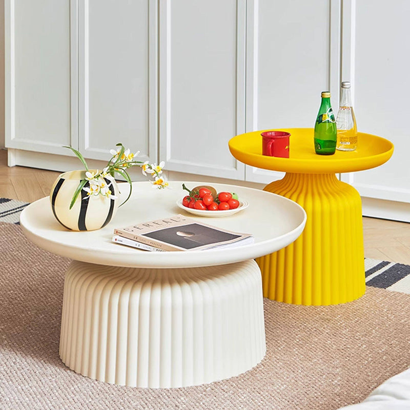 Contemporary Creative PP Round Striped Base Coffee Table For Living Room