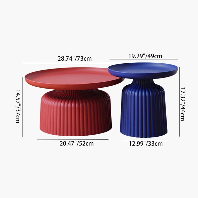 Contemporary Creative PP Round Striped Base Coffee Table For Living Room