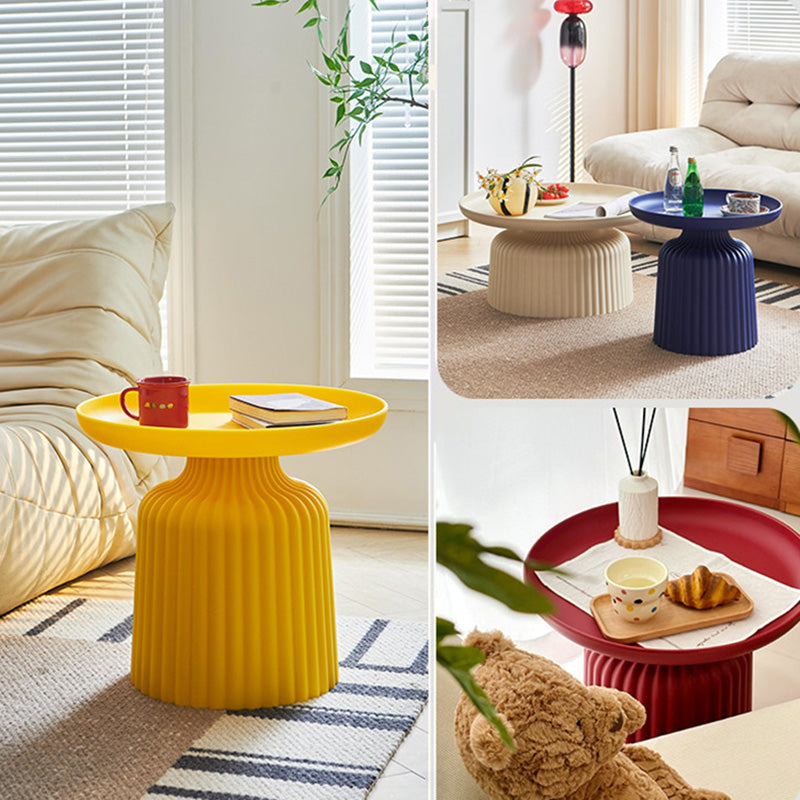 Contemporary Creative PP Round Striped Base Coffee Table For Living Room