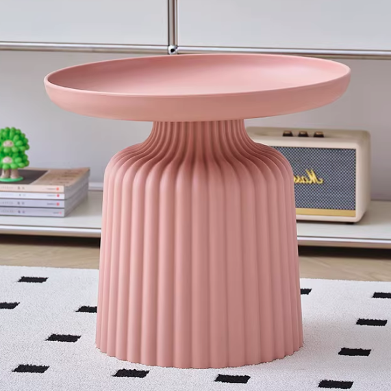 Contemporary Creative PP Round Striped Base Coffee Table For Living Room