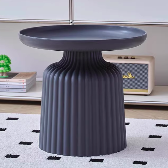 Contemporary Creative PP Round Striped Base Coffee Table For Living Room