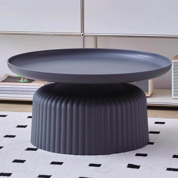 Contemporary Creative PP Round Striped Base Coffee Table For Living Room