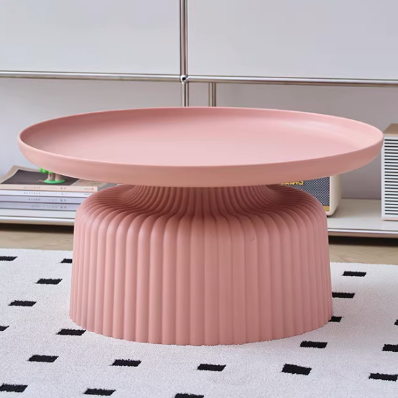 Contemporary Creative PP Round Striped Base Coffee Table For Living Room