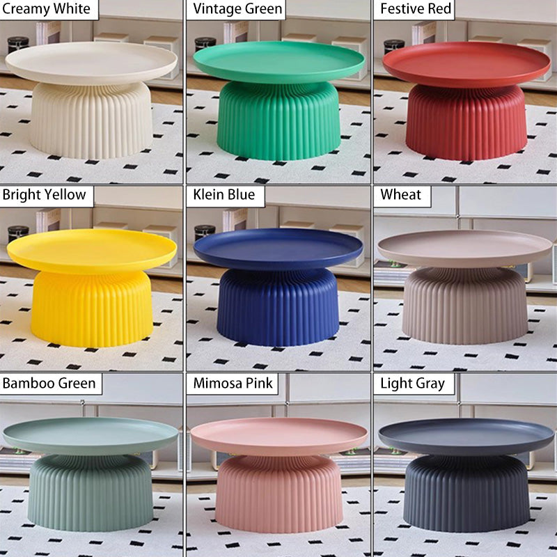 Contemporary Creative PP Round Striped Base Coffee Table For Living Room