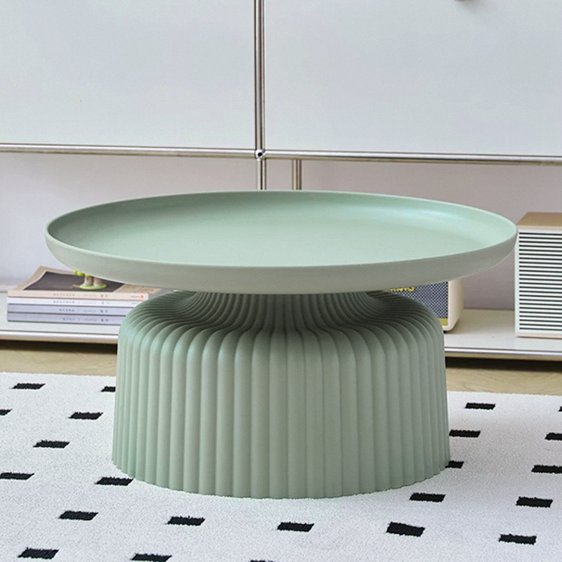 Contemporary Creative PP Round Striped Base Coffee Table For Living Room