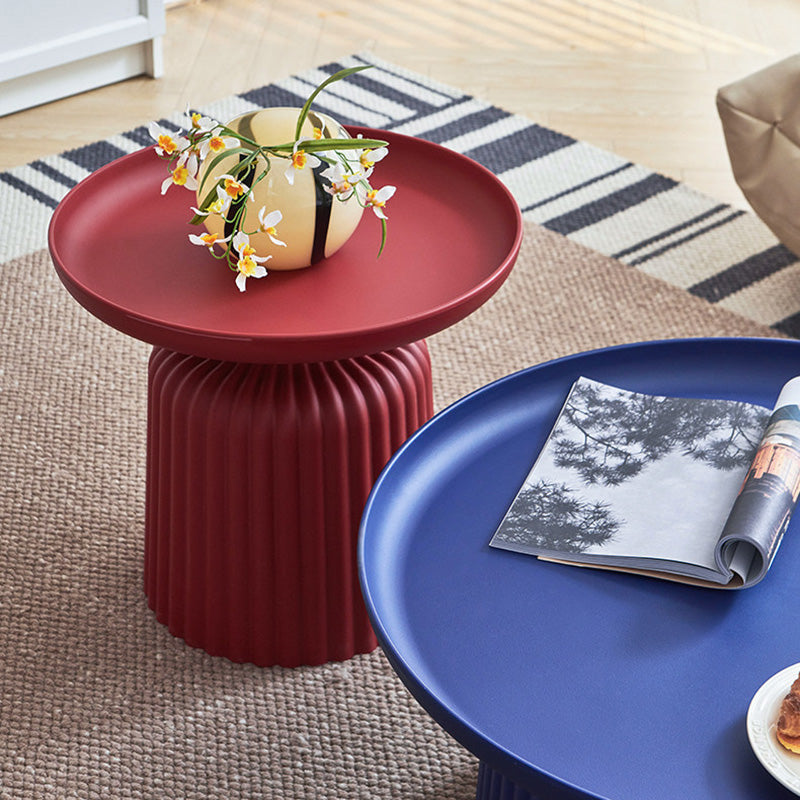 Contemporary Creative PP Round Striped Base Coffee Table For Living Room