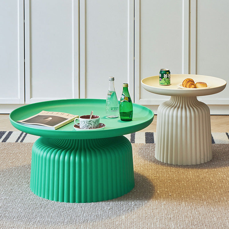 Contemporary Creative PP Round Striped Base Coffee Table For Living Room