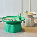 Contemporary Creative PP Round Striped Base Coffee Table For Living Room