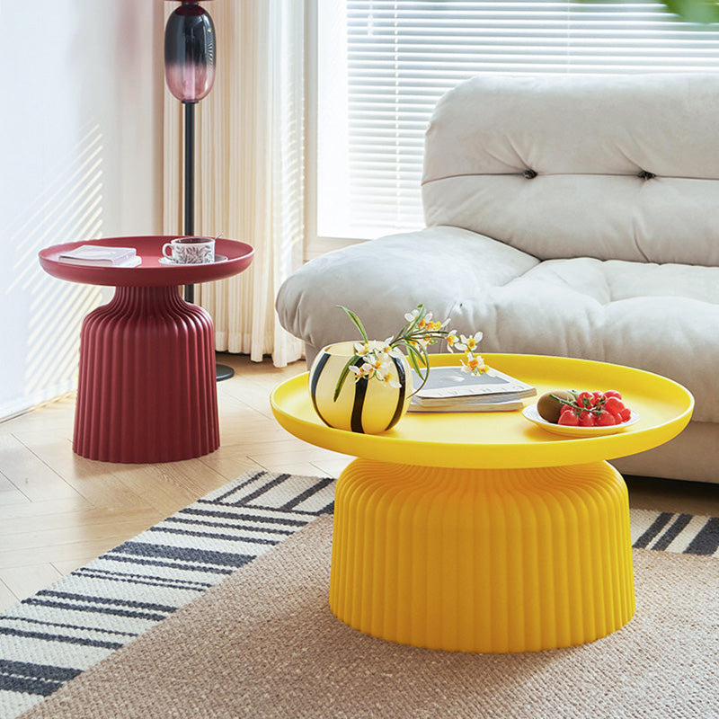 Contemporary Creative PP Round Striped Base Coffee Table For Living Room