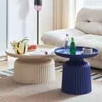 Contemporary Creative PP Round Striped Base Coffee Table For Living Room