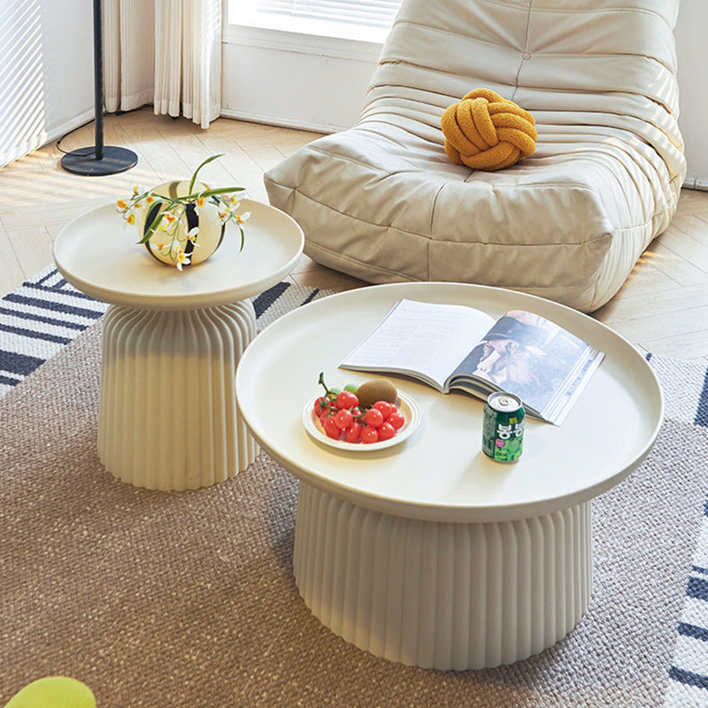 Contemporary Creative PP Round Striped Base Coffee Table For Living Room