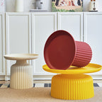 Contemporary Creative PP Round Striped Base Coffee Table For Living Room