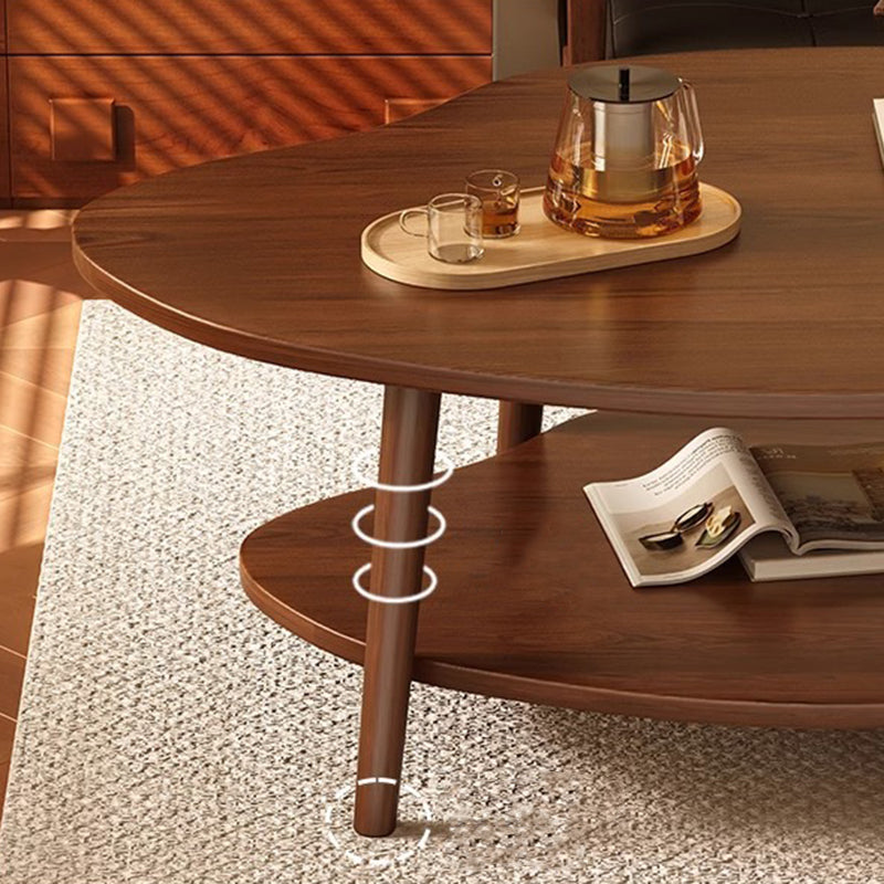 Traditional Vintage Round High-Density Board Solid Wood Coffee Table 1/2-Tier For Living Room