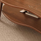 Traditional Vintage Round High-Density Board Solid Wood Coffee Table 1/2-Tier For Living Room