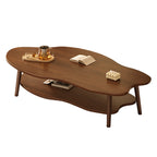 Traditional Vintage Round High-Density Board Solid Wood Coffee Table 1/2-Tier For Living Room