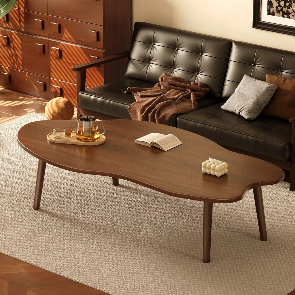 Traditional Vintage Round High-Density Board Solid Wood Coffee Table 1/2-Tier For Living Room