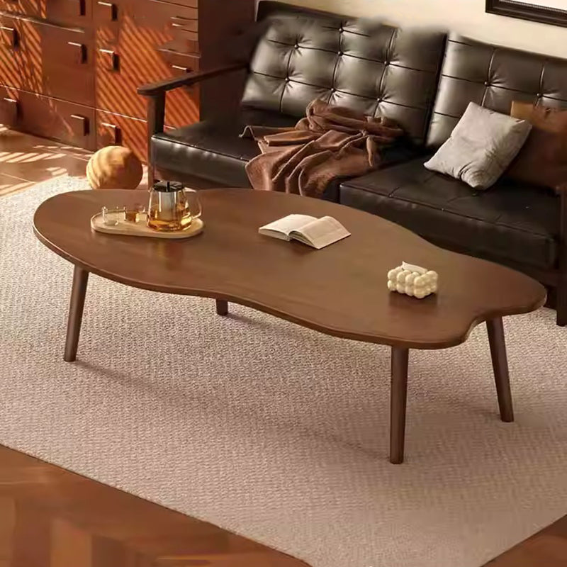 Traditional Vintage Round High-Density Board Solid Wood Coffee Table 1/2-Tier For Living Room