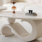 Mesa de centro ovalada contemporánea escandinava con base de acero al carbono y cubierta de piedra para sala de estar