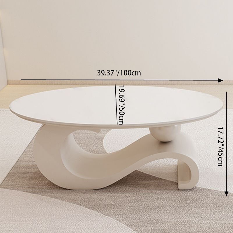 Mesa de centro ovalada contemporánea escandinava con base de acero al carbono y cubierta de piedra para sala de estar