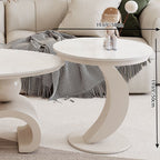 Mesa de centro ovalada contemporánea escandinava con base de acero al carbono y cubierta de piedra para sala de estar