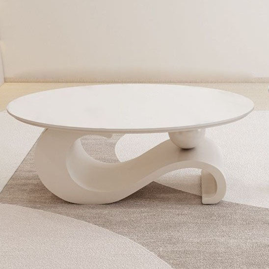 Contemporary Scandinavian Oval Stone Slab Carbon Steel Coffee Table For Living Room