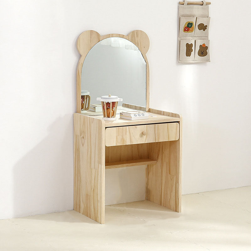 Elegante Juego de Escritorio y Silla Rectangular de Madera de Pino para Niños con 1 Cajón – Muebles de Dormitorio Contemporáneos