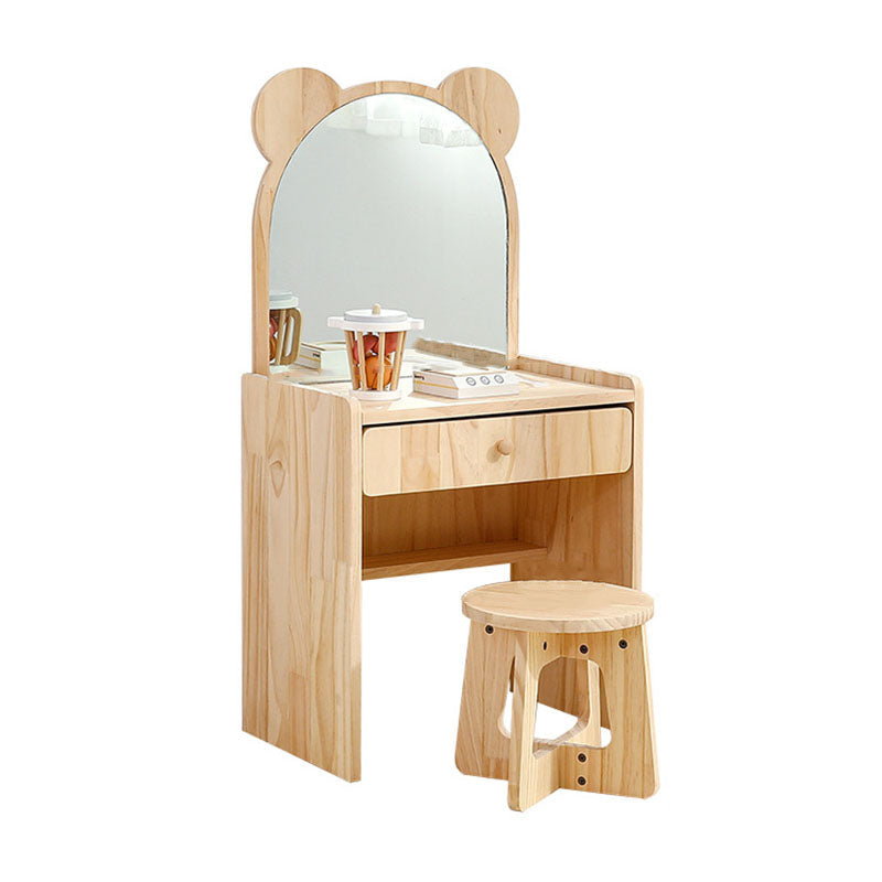 Elegante Juego de Escritorio y Silla Rectangular de Madera de Pino para Niños con 1 Cajón – Muebles de Dormitorio Contemporáneos