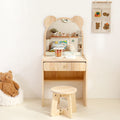 Elegante Juego de Escritorio y Silla Rectangular de Madera de Pino para Niños con 1 Cajón – Muebles de Dormitorio Contemporáneos