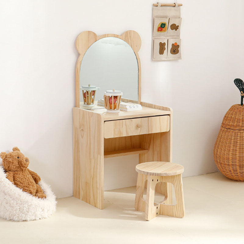 Elegante Juego de Escritorio y Silla Rectangular de Madera de Pino para Niños con 1 Cajón – Muebles de Dormitorio Contemporáneos