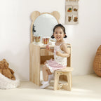 Elegante Juego de Escritorio y Silla Rectangular de Madera de Pino para Niños con 1 Cajón – Muebles de Dormitorio Contemporáneos