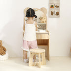 Elegante Juego de Escritorio y Silla Rectangular de Madera de Pino para Niños con 1 Cajón – Muebles de Dormitorio Contemporáneos