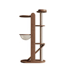Contemporary Creative Round Rubberwood Solid Wood Acrylic Sisal Cat Tree 4-Tier For Living Room