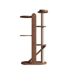 Contemporary Creative Round Rubberwood Solid Wood Acrylic Sisal Cat Tree 4-Tier For Living Room